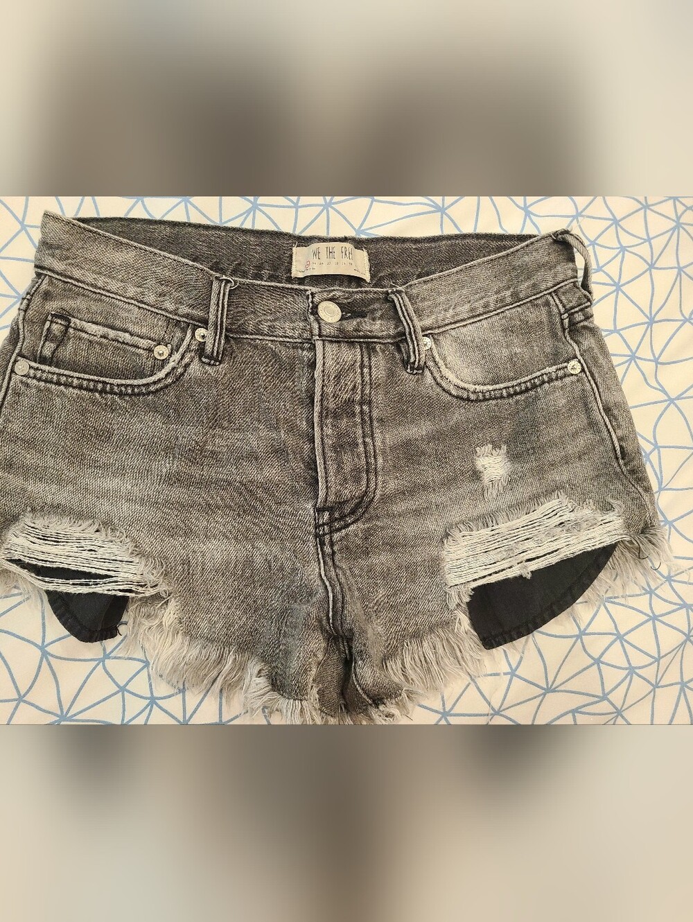 We The Free Gray Distressed Denim Cutoff Shorts